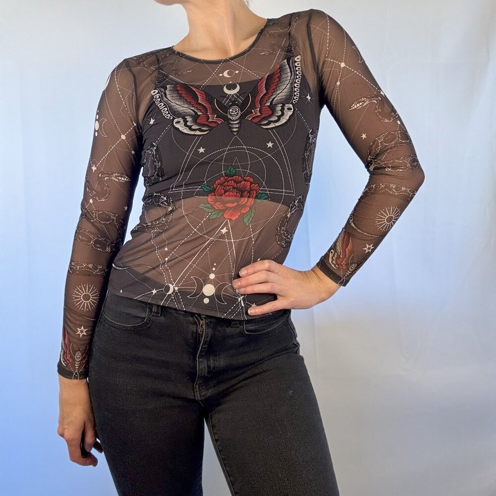 Blackmilk Tattooed Angel Sheer Top 2.0